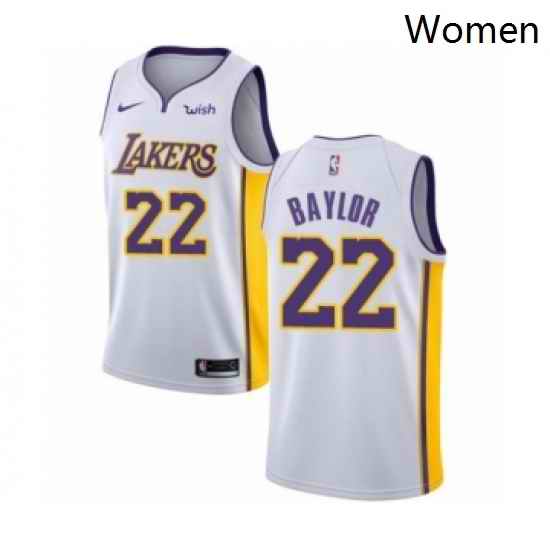 Womens Los Angeles Lakers 22 Elgin Baylor Authentic White Basketball Jersey Association Edition